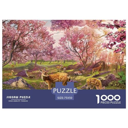 Elch-Kirsche-Puzzle, 1000 Teile, kreatives rechteckiges großes Familienpuzzlespiel, Kunstwerk für Erwachsene, 1000 Teile (75 x 50 cm) von BREAUX