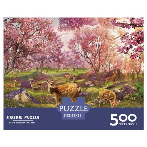 Elk Cherry 500-teiliges Puzzle für Erwachsene, kreatives rechteckiges Holzpuzzle, Geschenk für Freunde und Familie, 500 Teile (52 x 38 cm) von BREAUX