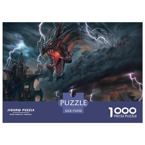 Fantasy-Drachen-Puzzle, 1000 Teile, kreatives rechteckiges großes Familienpuzzlespiel, Kunstwerk für Erwachsene, 1000 Teile (75 x 50 cm) von BREAUX