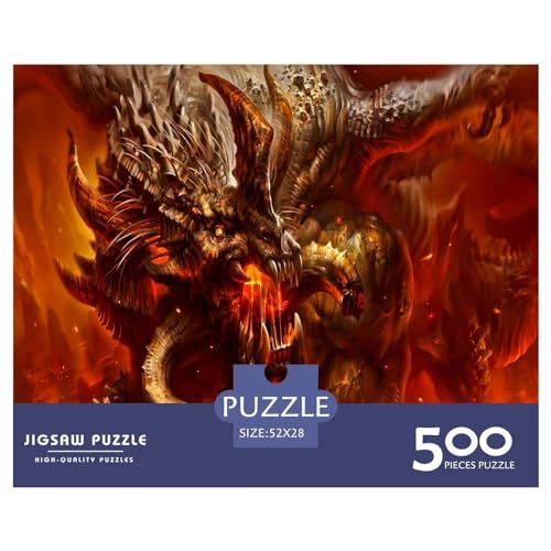 Fantasy-Drachen-Puzzle, 500 Teile, kreatives rechteckiges großes Familienpuzzlespiel, Kunstwerk für Erwachsene, 500 Teile (52 x 38 cm) von BREAUX