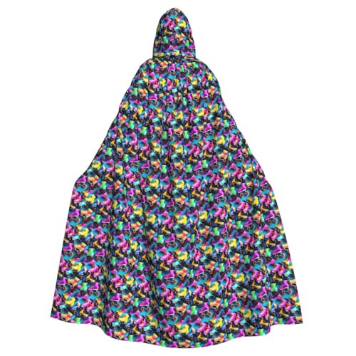 Farbenfroher Rollschuh-Druck, Uni, Erwachsene, Kapuzenumhang mit Fliege, übergroßes Halloween-Kostüm, Umhang, Rollenspiel Farbenfroher Rollschuh-Druck, Uni, Erwachsene, Kapuzenumhang mit Fliege, übergroßes Halloween-Kostüm, Umhang, Rollenspiel von BREAUX