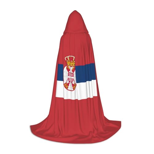 Flagge Serbiens Druck Herren und Damen Kapuzenumhang Umhang - Stilvoller und vielseitiger Kapuzenponcho für alle Jahreszeiten von BREAUX