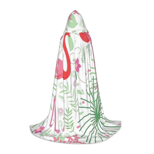 Floral Flamingo Botanik Druck Herren und Damen Kapuzenumhang Umhang - Stilvoller und vielseitiger Kapuzenponcho für alle Jahreszeiten von BREAUX