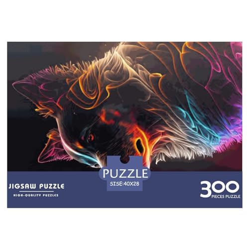 Größe Puzzles Hund Neon Tier Holzpuzzles Herausforderndes Spiel Quadratische Puzzles für Erwachsene und Kinder 300 Stück (40 x 28 cm) von BREAUX