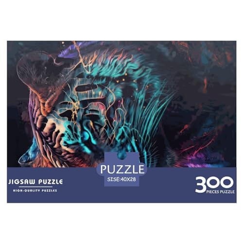 Größe Stück Rechteckige Puzzles für Erwachsene Tiger Neon Kreative Puzzle-Herausforderung Spielzeugpuzzles 300 Stück (40 x 28 cm) von BREAUX