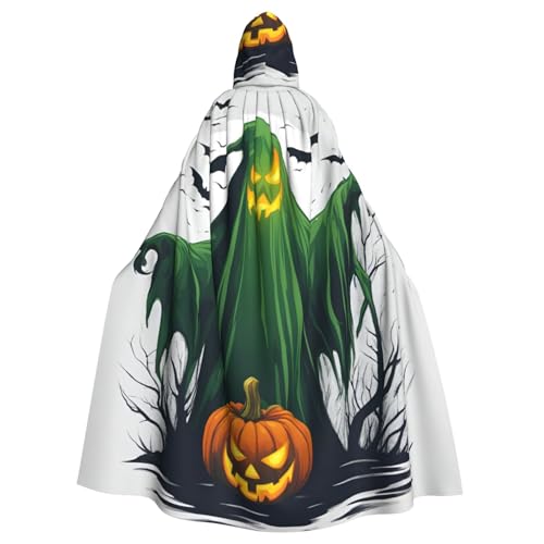 Grüner Geist Horror Halloween Kürbis Druck Uni Erwachsene Kapuzenumhang mit Fliege Übergroß Halloween Kostüm Umhang Rollenspiel von BREAUX