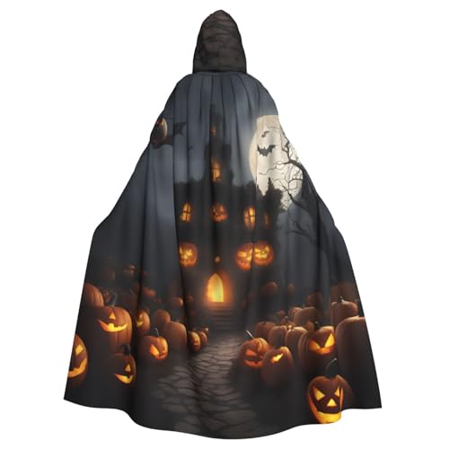 Halloween Kürbis Druck Uni Erwachsene Kapuzenumhang mit Fliege, übergroßes Halloween-Kostüm-Umhang, Rollenspiel von BREAUX