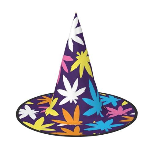 Helles, buntes Unkrautmuster, Halloween-Hexen- und Zaubererhut, Hexenkostüm für Themendekoration, Halloween-Party von BREAUX