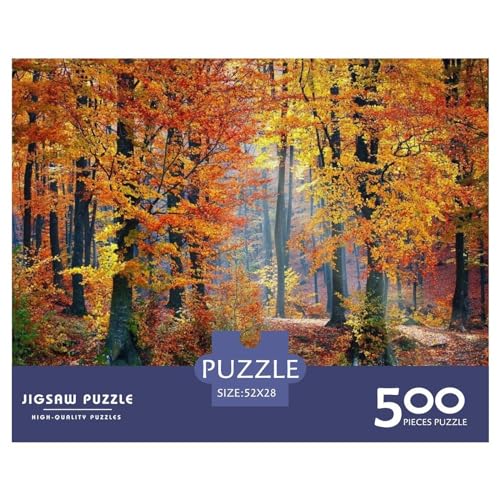 Herbstwald-Geschenke, 500-teiliges Puzzle für Erwachsene – Holzpuzzles – Entspannungspuzzlespiele – Denksport-Puzzle 500 Teile (52 x 38 cm) von BREAUX