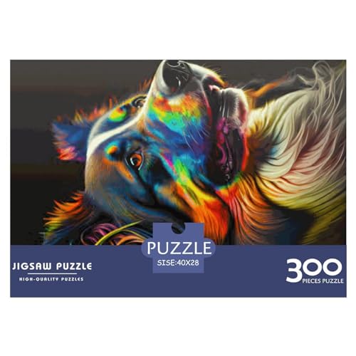Hunde-Neon-Tier-Puzzle aus Holz für Erwachsene, Puzzle in Stückgröße, rechteckiges Puzzle, Geschenke für Erwachsene, Spiel, 300 Teile (40 x 28 cm) von BREAUX