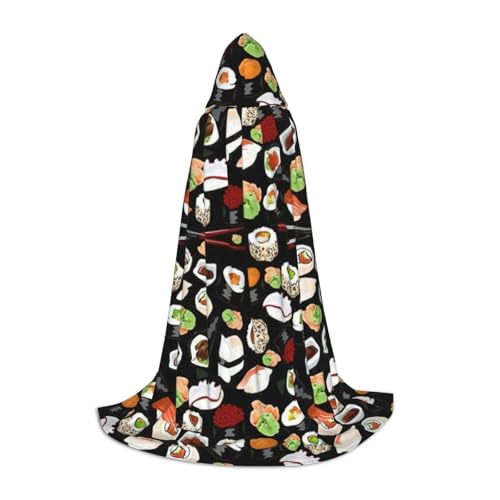 Japanischer Sushi-Umhang mit schwarzem Aufdruck für Herren und Damen, stilvoller und vielseitiger Kapuzenponcho für alle Jahreszeiten Japanischer Sushi-Umhang mit schwarzem Aufdruck für Herren und Damen, stilvoller und vielseitiger Kapuzenponcho für alle Jahreszeiten von BREAUX