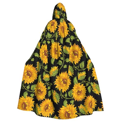 Kapuzenumhang mit Sonnenblumenmuster, Uni, Erwachsene, mit Fliege, übergroßes Halloween-Kostüm, Umhang, Rollenspiel Kapuzenumhang mit Sonnenblumenmuster, Uni, Erwachsene, mit Fliege, übergroßes Halloween-Kostüm, Umhang, Rollenspiel von BREAUX