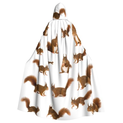 Kapuzenumhang mit niedlichem Eichhörnchen-Druck, Uni, für Erwachsene, mit Fliege, übergroßes Halloween-Kostüm, Umhang, Rollenspiel Kapuzenumhang mit niedlichem Eichhörnchen-Druck, Uni, für Erwachsene, mit Fliege, übergroßes Halloween-Kostüm, Umhang, Rollenspiel von BREAUX