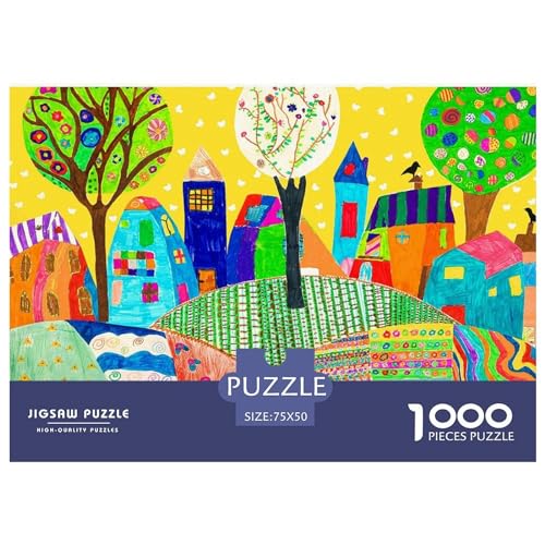 Kinder-Zeichnungsspaß-Puzzle, 1000 Teile, Puzzle, kreativ, rechteckig, großes Familien-Puzzlespiel, Kunstwerk für Erwachsene, 1000 Teile (75 x 50 cm) von BREAUX