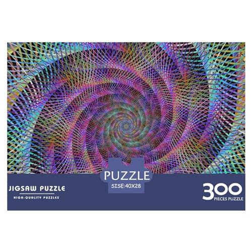 Kreative psychedelische Farben, Geschenk, Holz, 300 Teile, Puzzle für Erwachsene, rechteckiges Puzzle, Gehirnübung, Herausforderungsspiel, 300 Teile (40 x 28 cm) von BREAUX