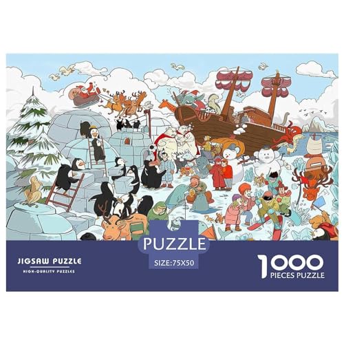 Kreative rechteckige Puzzles für Erwachsene, 1000 Teile, Schneewelt, Holzpuzzle, praktisches Spiel, Familiendekoration, 1000 Teile (75 x 50 cm) von BREAUX