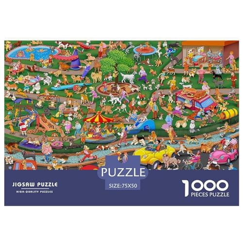 Kreative rechteckige Puzzles für Erwachsene, 1000 Teile, The Dog Park, Holzpuzzle, praktisches Spiel, Familiendekoration, 1000 Teile (75 x 50 cm) von BREAUX