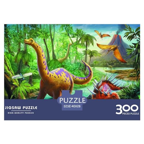 Kreative rechteckige Puzzles für Erwachsene, 300 Teile, Dinosaurierwelt, Holzpuzzle, praktisches Spiel, Familiendekoration, 300 Teile (40 x 28 cm) von BREAUX