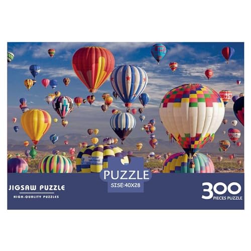 Kreative rechteckige Puzzles für Erwachsene, 300 Teile, Heißluftballon, Holzpuzzle, praktisches Spiel, Familiendekoration, 300 Teile (40 x 28 cm) von BREAUX