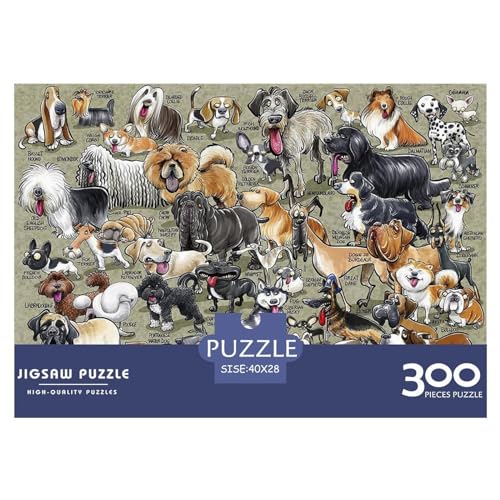 Kreative rechteckige Puzzles für Erwachsene, 300-teiliges Hundepuzzle, Holzpuzzle, praktisches Spiel, Familiendekoration, 300 Teile (40 x 28 cm) von BREAUX