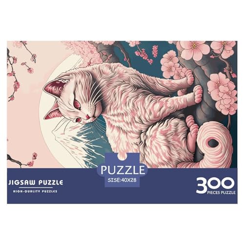 Kreative rechteckige Puzzles für Erwachsene, Stückgröße: Katze, Mondnacht, Holzpuzzle, praktisches Spiel, Familiendekoration, 300 Stück (40 x 28 cm) von BREAUX