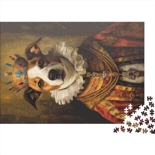 Kreative rechteckige Puzzles für Erwachsene, große Stücke, Russell Terrier King, Holzpuzzle, praktisches Spiel, Familiendekoration, 500 Stück (52 x 38 cm) von BREAUX