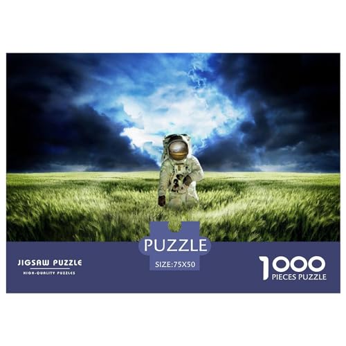 Kreatives Astronauten-Geschenk aus Holz, 1000 Teile, Puzzle für Erwachsene, rechteckiges Puzzle, Gehirnübungs-Herausforderungsspiel, 1000 Teile (75 x 50 cm) von BREAUX