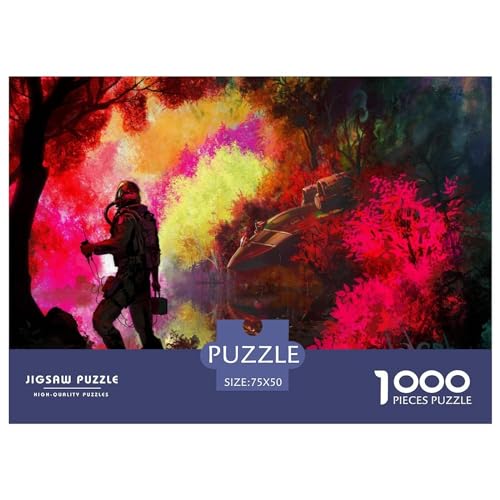 Kreatives Astronauten-Geschenk aus Holz, 1000 Teile, Puzzle für Erwachsene, rechteckiges Puzzle, Gehirnübungs-Herausforderungsspiel, 1000 Teile (75 x 50 cm) von BREAUX