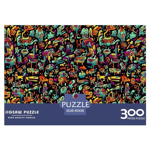 Kreatives Horror-Psychedelic-Geschenk aus Holz, 300 Teile, Puzzle für Erwachsene, rechteckiges Puzzle, Gehirnübungs-Herausforderungsspiel, 300 Teile (40 x 28 cm) von BREAUX