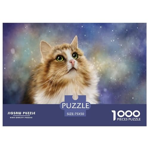 Kreatives Katzengeschenk aus Holz, 1000 Teile, Puzzle für Erwachsene, rechteckiges Puzzle, Gehirnübung, Herausforderungsspiel, 1000 Teile (75 x 50 cm) von BREAUX