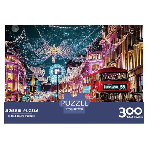Kreatives Weihnachts-On-Regent-Street-Geschenk aus Holz, 300 Teile, Puzzle für Erwachsene, rechteckiges Puzzle, Gehirnübungs-Herausforderungsspiel, 300 Teile (40 x 28 cm) von BREAUX