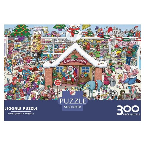 Kreatives Weihnachtsmann-Spielzeugladen-Geschenk aus Holz, 300 Teile, Puzzle für Erwachsene, rechteckiges Puzzle, Gehirnübungs-Herausforderungsspiel, 300 Teile (40 x 28 cm) von BREAUX