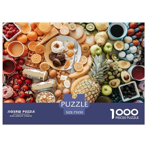 Leckeres Essen, Holzpuzzle für Erwachsene, 1000 Teile, rechteckiges Puzzle, Geschenke für Erwachsene, Spiel 1000 Teile (75 x 50 cm) von BREAUX
