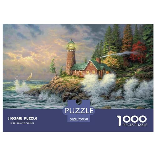 Lighthouse Art Gifts 1000-teiliges Puzzle für Erwachsene – Holzpuzzles – Entspannungspuzzlespiele – Denksport-Puzzle 1000 Teile (75 x 50 cm) von BREAUX