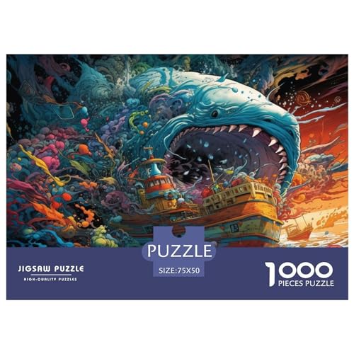 Megalodon Hai-Puzzle für Erwachsene, 1000 Teile, Spielzeug, Familien-Puzzlespiele, Geburtstagsgeschenke, Puzzle für Jungen und Mädchen, 1000 Teile (75 x 50 cm) von BREAUX