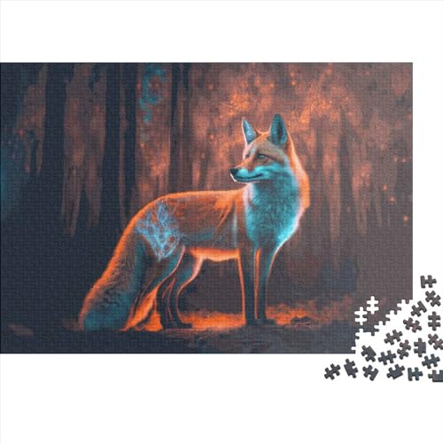 Neon Fox Holzpuzzles für Erwachsene, große Puzzleteile, rechteckiges Puzzle, Geschenke für Erwachsene, Spiel, 500 Teile (52 x 38 cm) von BREAUX