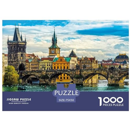 Prag-Puzzle für Erwachsene, 1000 Teile, Spielzeug, Familien-Puzzlespiele, Geburtstagsgeschenke, Puzzle für Jungen und Mädchen, 1000 Teile (75 x 50 cm) von BREAUX