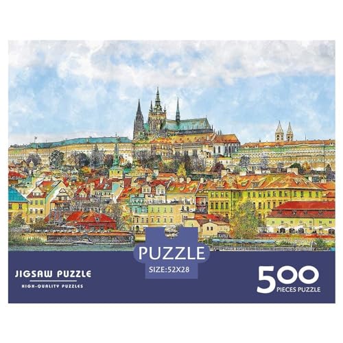 Prager Bootstour-Puzzle, 500 Teile, kreatives rechteckiges großes Familienpuzzlespiel, Kunstwerk für Erwachsene, 500 Teile (52 x 38 cm) von BREAUX