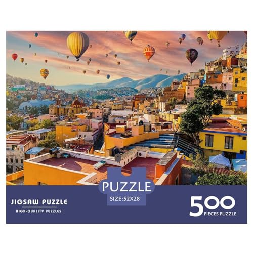 Puzzle „Dorf unter Sonnenuntergang“, 500 Teile, kreatives rechteckiges großes Familienpuzzlespiel, Kunstwerk für Erwachsene, 500 Teile (52 x 38 cm) von BREAUX
