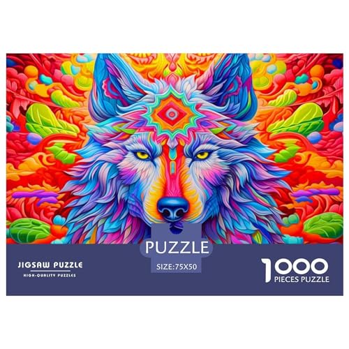 Puzzle 1000 Teile für Erwachsene, buntes Wolf-Puzzle für Erwachsene, 1000 Teile (75 x 50 cm) von BREAUX