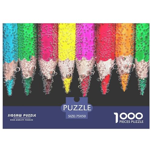 Puzzle für Erwachsene, 1000 Teile, Buntstifte, kreatives rechteckiges Puzzle, Dekomprimierungsspiel, 1000 Teile (75 x 50 cm) von BREAUX