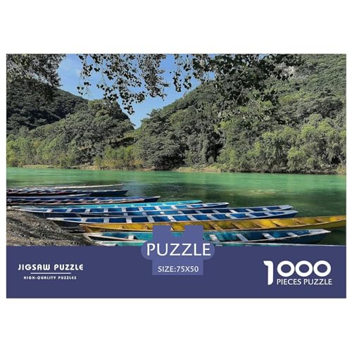 Puzzle für Erwachsene, 1000 Teile, Regenbogen-Fluss-Bootspuzzle, kreatives rechteckiges Puzzle, Dekompressionsspiel, 1000 Teile (75 x 50 cm) von BREAUX