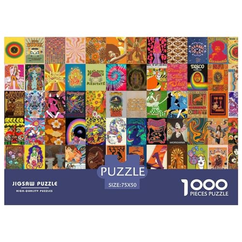 Puzzle für Erwachsene, 1000 Teile, Retro-psychedelisches Puzzle, kreatives rechteckiges Puzzle, Dekomprimierungsspiel, 1000 Teile (75 x 50 cm) von BREAUX