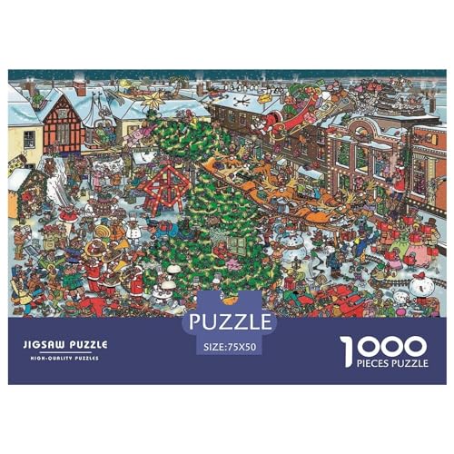 Puzzle für Erwachsene, 1000 Teile, Weihnachtsstraßenpuzzle, kreatives rechteckiges Puzzle, Dekomprimierungsspiel, 1000 Teile (75 x 50 cm) von BREAUX