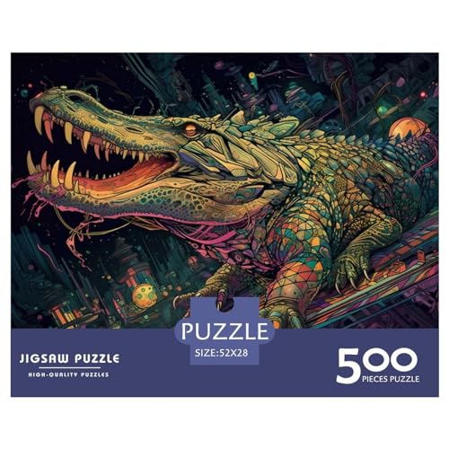 Puzzle für Erwachsene, 500 Teile, Hyperspace-Krokodil-Puzzle, kreatives rechteckiges Puzzle, Dekomprimierungsspiel, 500 Teile (52 x 38 cm) von BREAUX