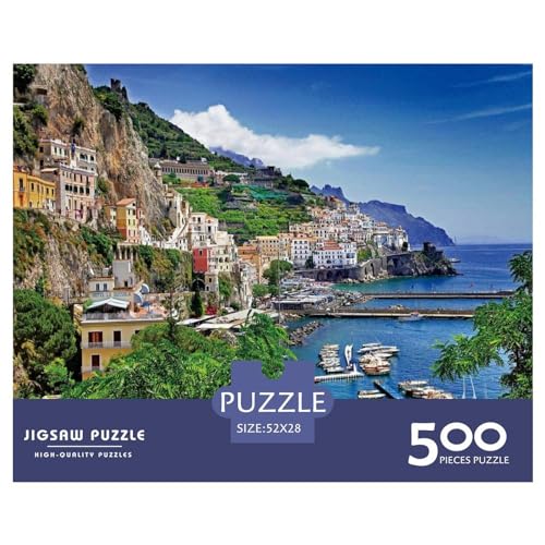 Puzzle für Erwachsene, 500 Teile, Positano-Puzzle, kreatives rechteckiges Puzzle, Dekomprimierungsspiel, 500 Teile (52 x 38 cm) von BREAUX