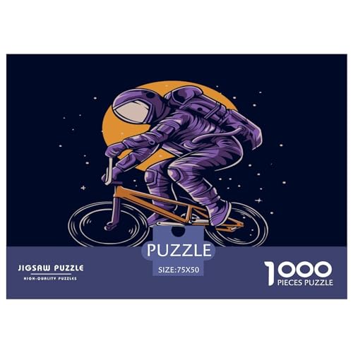 Puzzle für Erwachsene, Cartoon-Astronaut, 1000 Teile, Holzpuzzle für Kinder ab 12 Jahren, herausforderndes Spiel, 1000 Teile (75 x 50 cm) von BREAUX