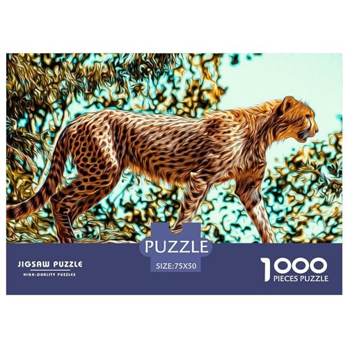 Puzzle für Erwachsene, Leopard, 1000 Teile, Holzpuzzle für Kinder ab 12 Jahren, herausforderndes Spiel, 1000 Teile (75 x 50 cm) von BREAUX