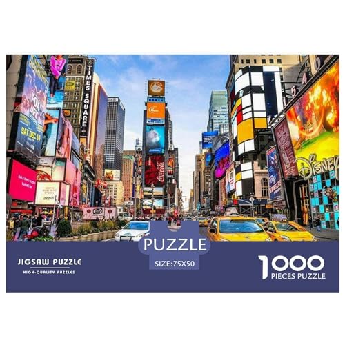 Puzzle für Erwachsene, Time Square, 1000 Teile, Holzpuzzle für Kinder ab 12 Jahren, herausforderndes Spiel, 1000 Teile (75 x 50 cm) von BREAUX