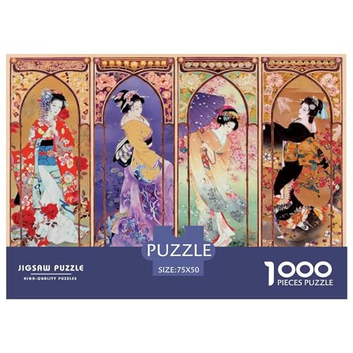 Puzzle für Kinder, japanische Collage, 1000 Teile, Holzpuzzle für Erwachsene und Kinder, Herausforderungsfamilie, 1000 Teile (75 x 50 cm) von BREAUX